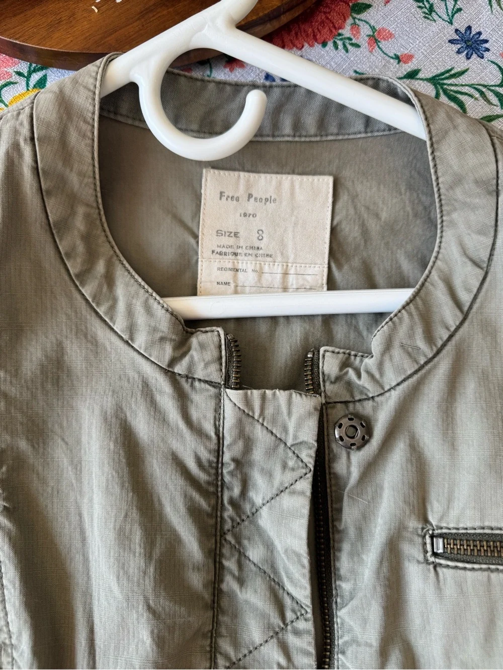 Free People Olive Green Military-Style Utility Jacket